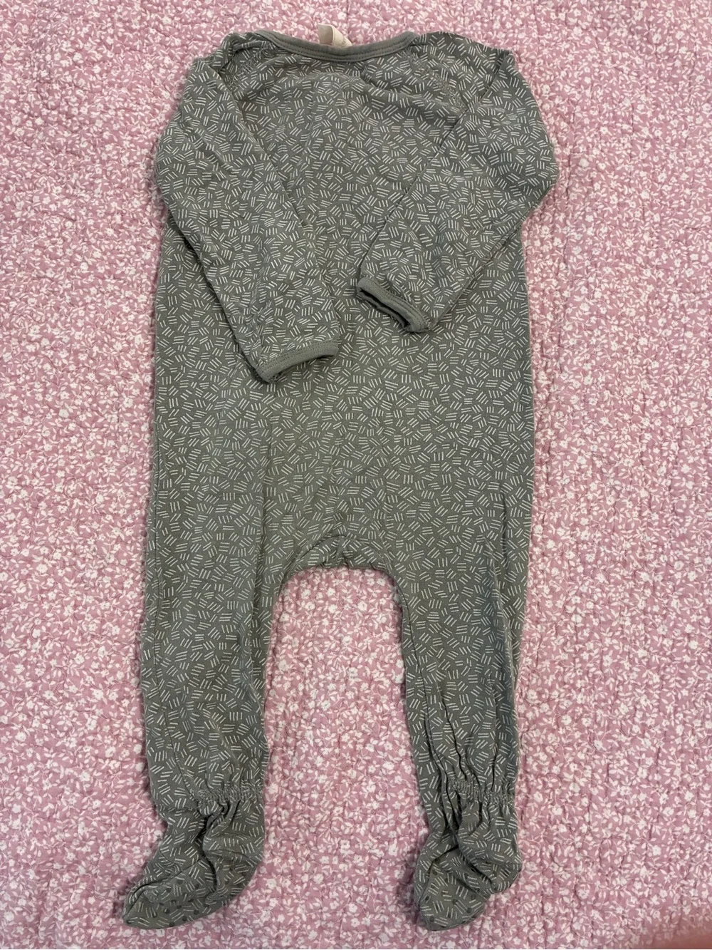 Quincy Mae Grey Geometric Footed One-Piece